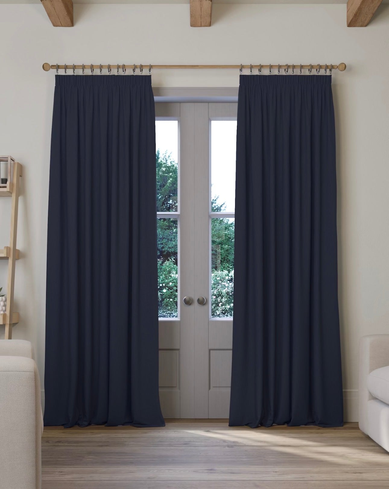 M & S Navy Blue Smart Temperature Blackout Brushed Pencil Pleat curtains 46 x 90 inch