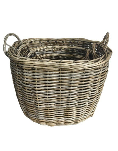 Medium Rustic Woven Laundry / Log Basket sold individually