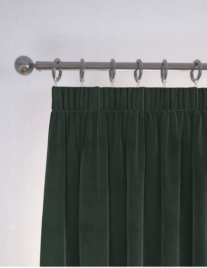 M & S Forest Green Velvet Thermal Pencil Pleat curtains 66 x 90 inch