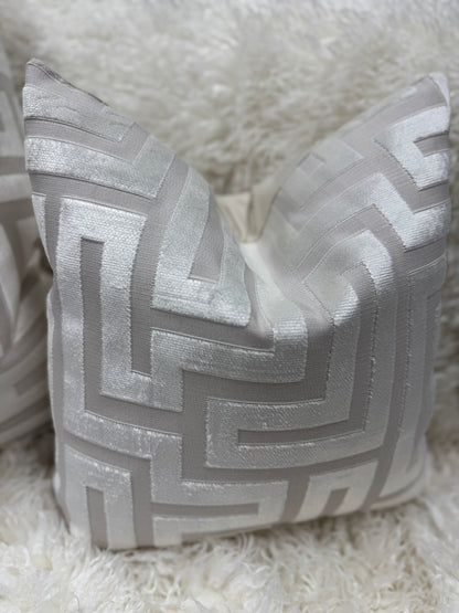 Cream Aztec velvet pattern cushion. 45 x 45cm feather filled (Copy)