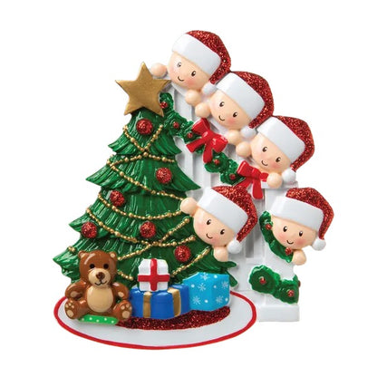 Peeking tree family Christmas Decoration personalised various family sizes