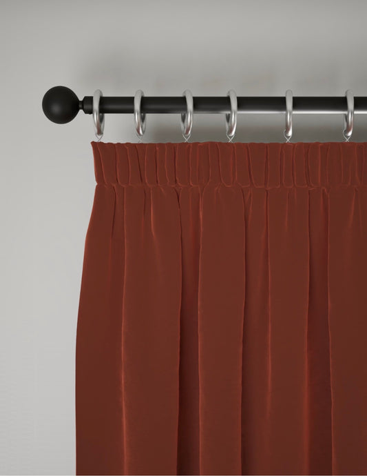 M & S Terracotta Thermal Velvet Pencil Pleat 86 x 72 inch