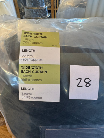 M & S Forest Green Velvet Thermal Pencil Pleat curtains 66 x 90 inch
