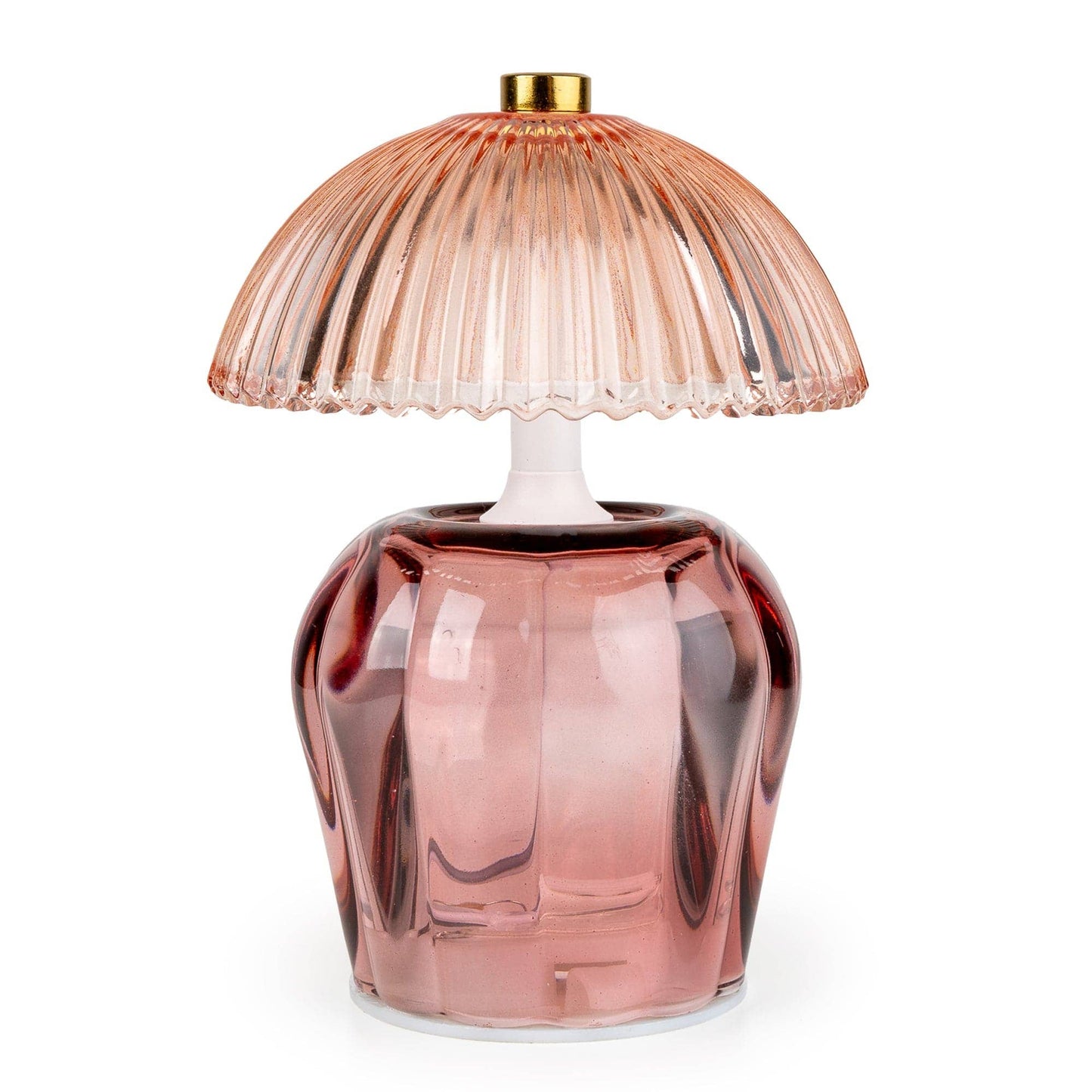 Vintage Ridged Glass LED Table Lamp - Pink 1pk