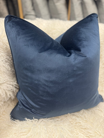 Navy blue  Velvet cushion  60 x 60 cm cm feather filled piped edge luxury