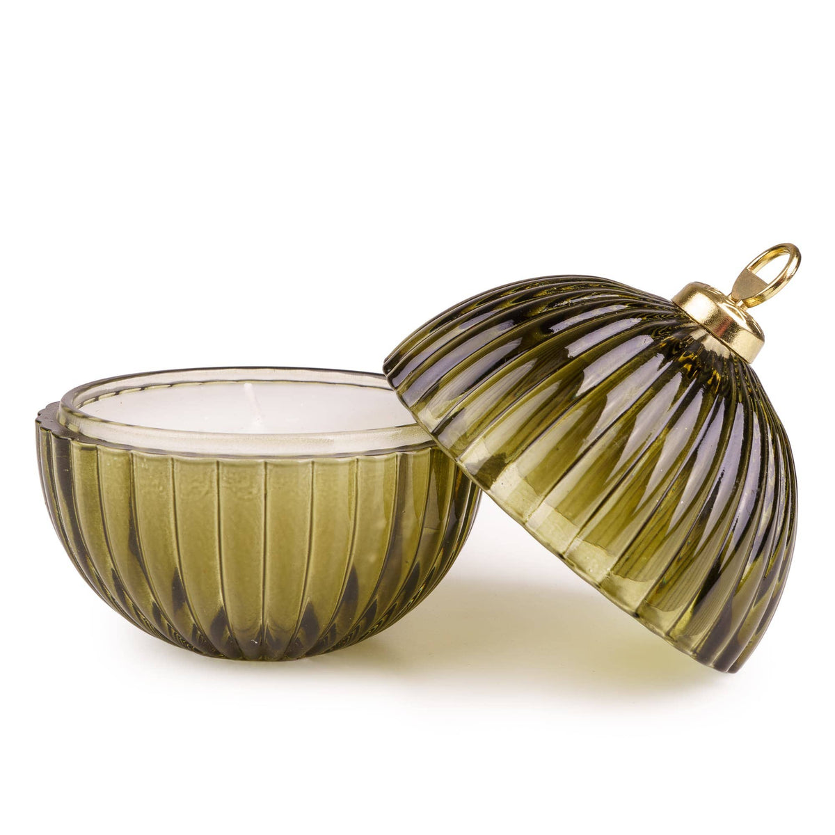 Small Bauble Glass Candle - Green  6pk