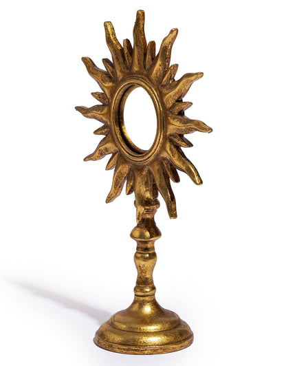 Antique Gold Sunburst Mirror on Stand