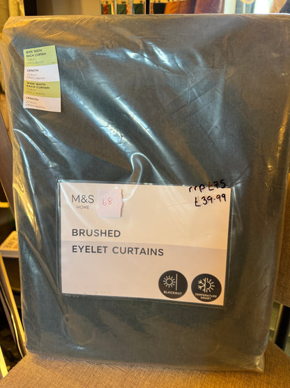 M & S Teal Smart Temperature Blackout Brushed Eyelet curtains  66 x 90 inch