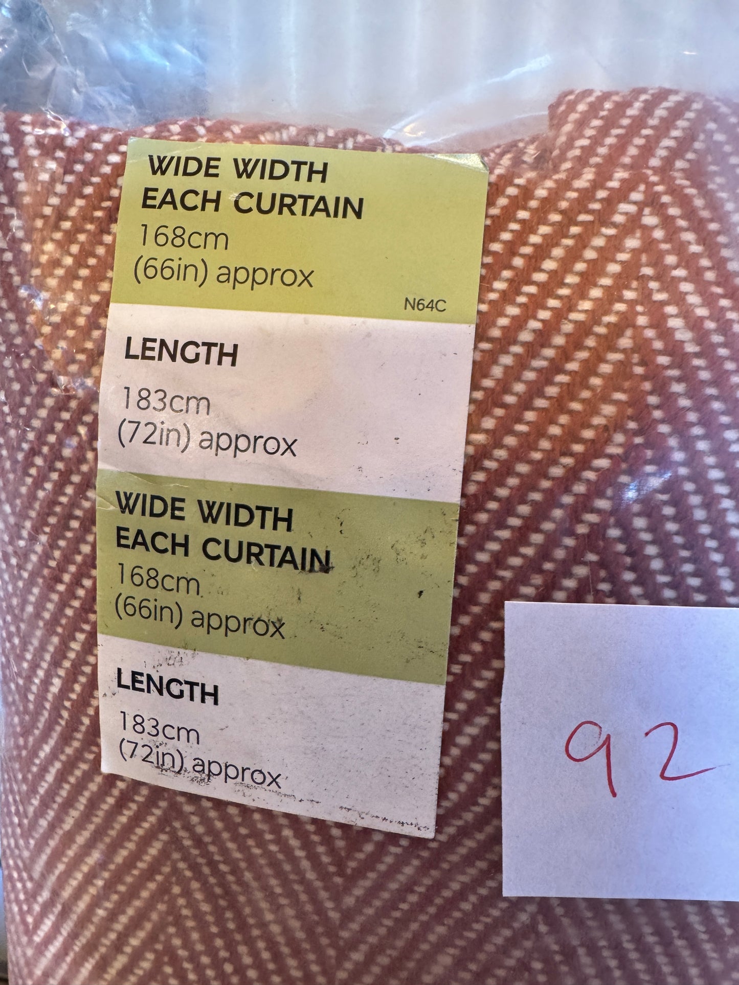 M & S Rust Herringbone Pattern Eyelet Top curtains 66 x 72 inch