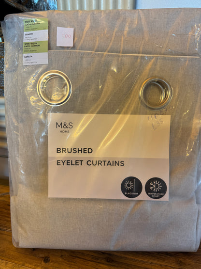 M & S Grey Smart Temperature Blackout Brushed Eyelet curtains  66 x 72 inch