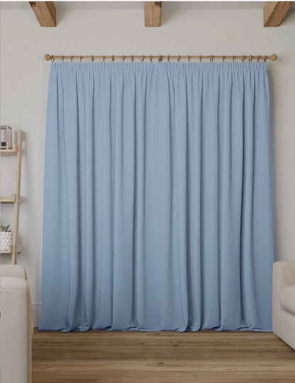 M & S Mid Blue Smart Temperature Blackout Brushed Pencil Pleat curtains 66 x 90 inch