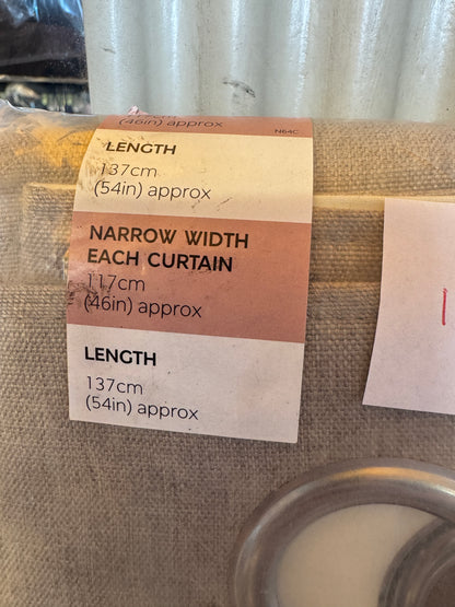 Marks and Spencer neutral beige Smart Temperature Blackout Brushed Eyelet curtains  46 x 54 inch