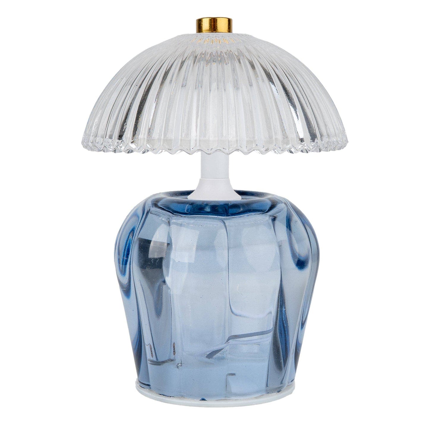 Vintage Ridged Glass LED Table Lamp - Blue 1pk