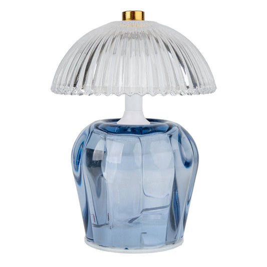 Vintage Ridged Glass LED Table Lamp - Blue 1pk