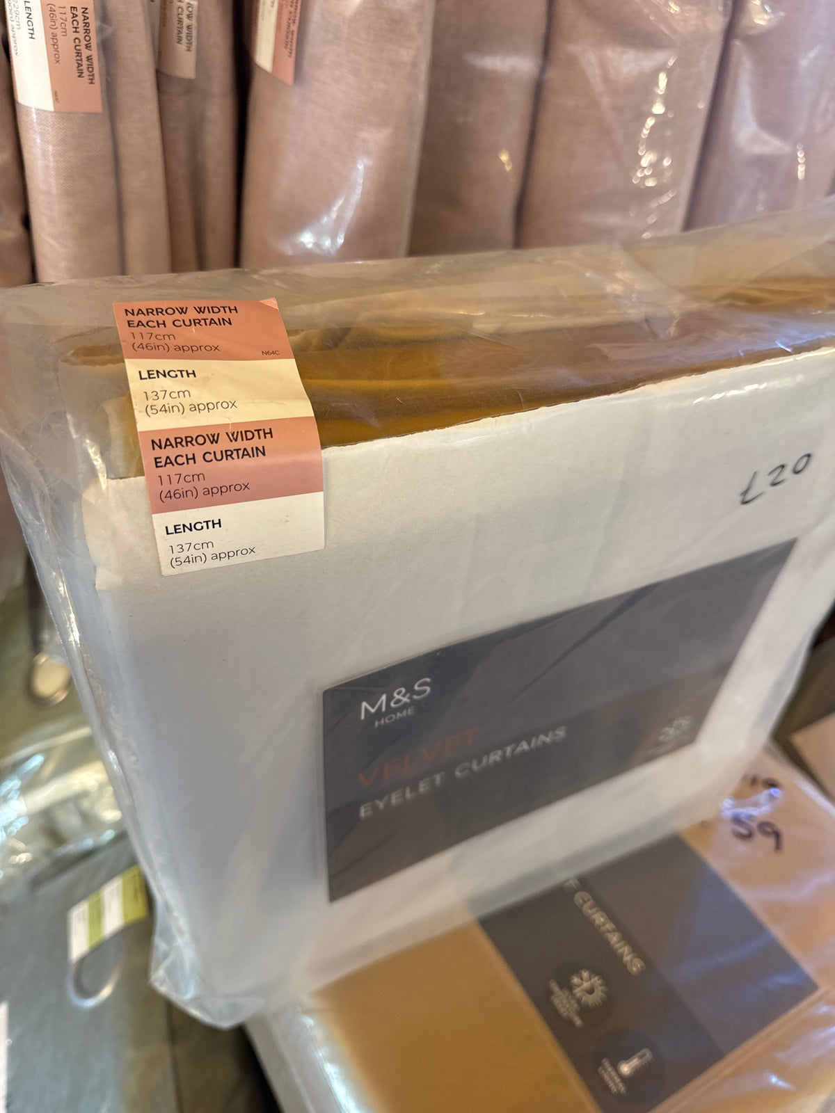 M & S Bronze ultra Thermal Velvet Eyelet Curtains 46 x 54 inch