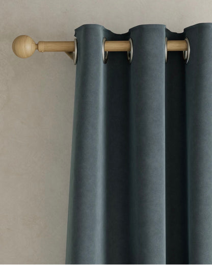 M & S Slate Blue Smart Temperature Blackout Brushed Eyelet Curtains 66 x 72 inch