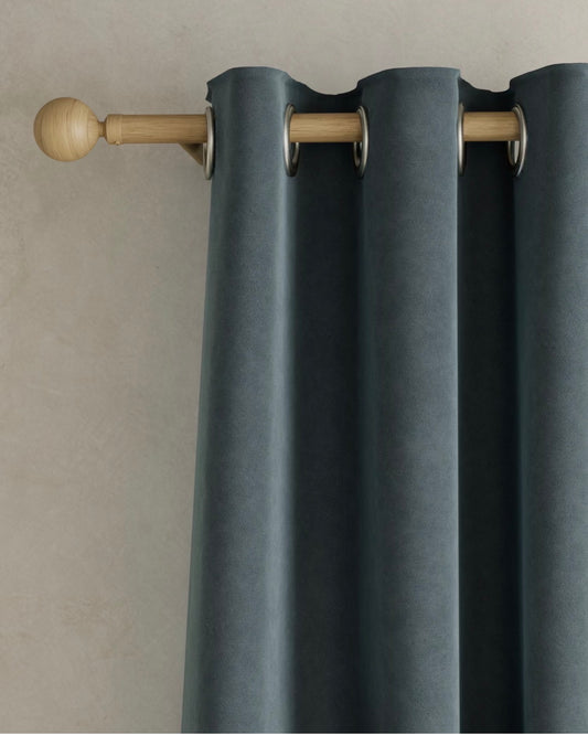 M & S Slate Blue Smart Temperature Blackout Brushed Eyelet Curtains 66 x 72 inch