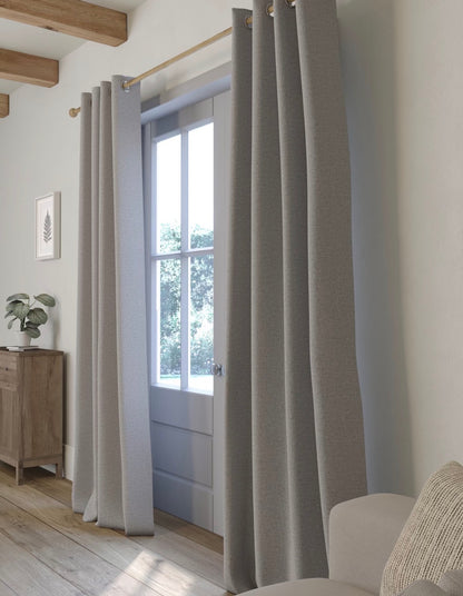 Marks and Spencer Light Grey Smart Temperature Blackout Brushed Eyelet curtains 66 x 72  inch