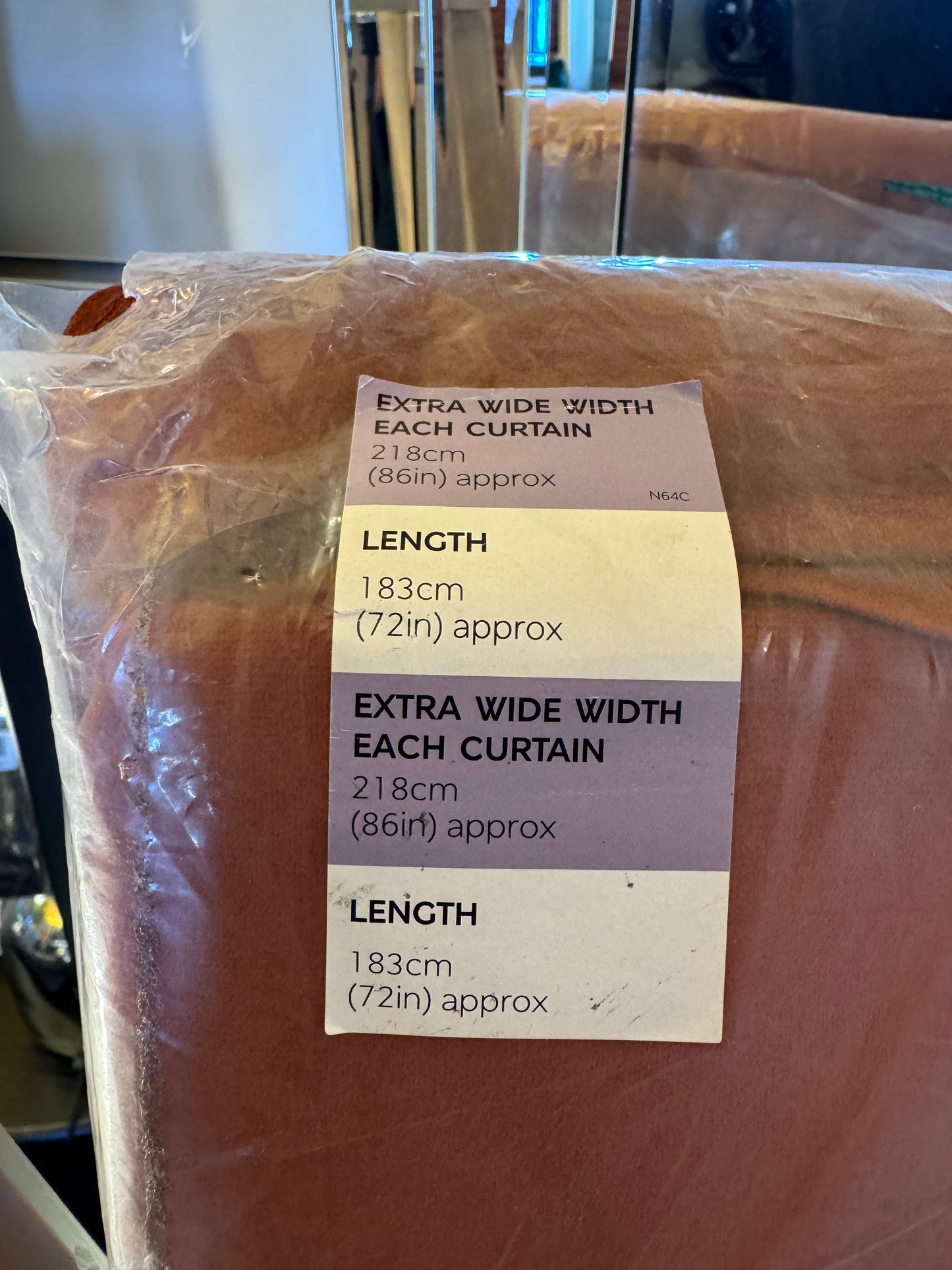M & S Terracotta Thermal Velvet Pencil Pleat 86 x 72 inch