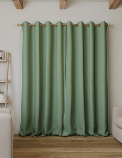 M & S Sage Green Thermal Blackout Brushed Eyelet Curtains 86 x 54 inch
