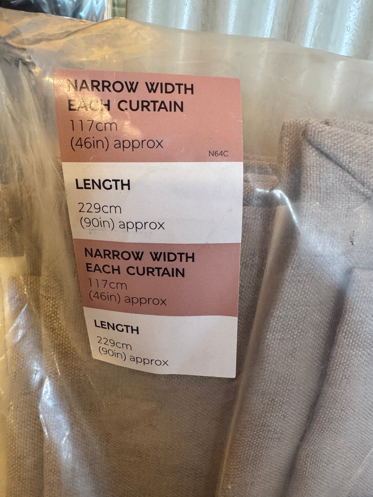 Marks and Spencer neutral beige Smart Temperature Blackout Brushed Eyelet curtains  46 x 90 inch