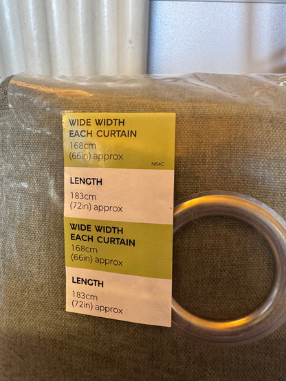 M & S Olive Green Thermal Blackout Brushed Eyelet 66 x 72 inch