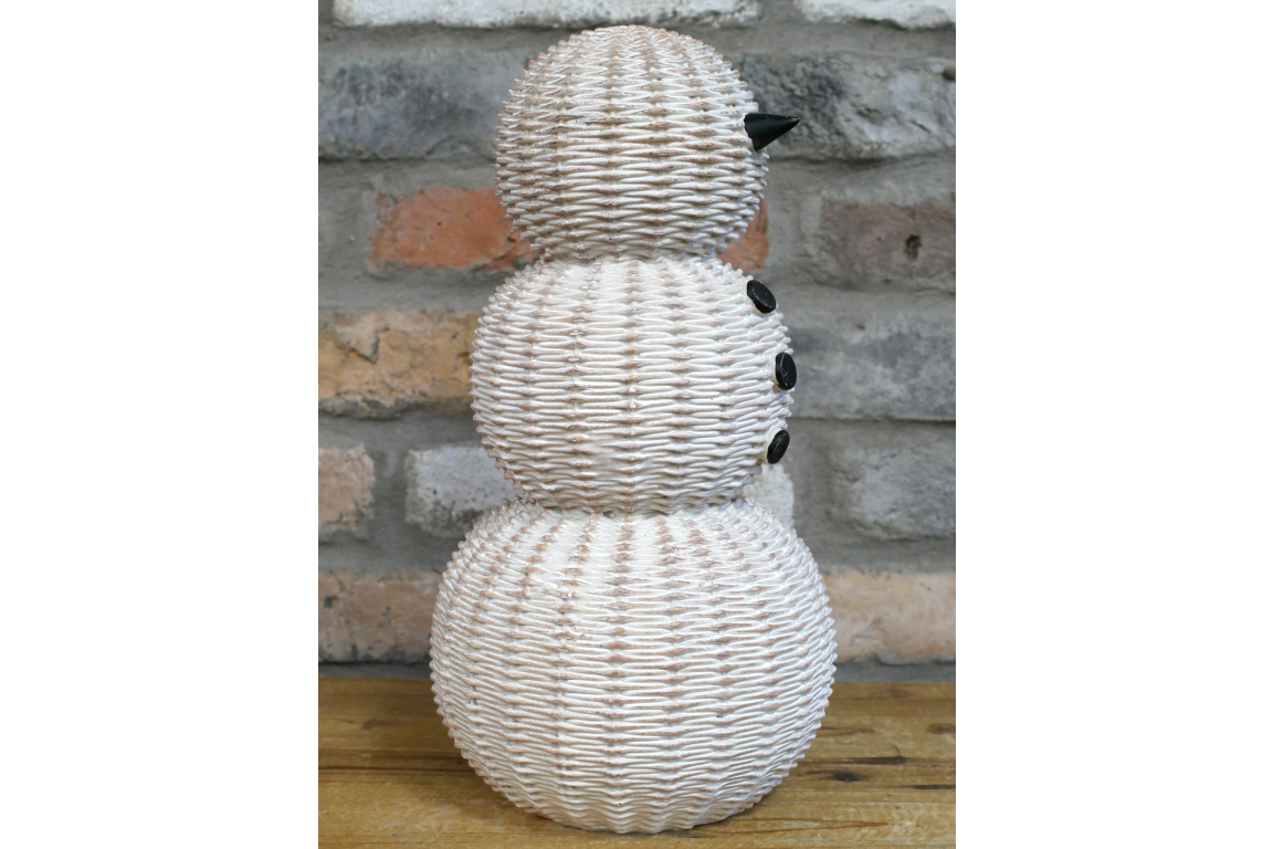 White rattan snowman large Christmas decoration