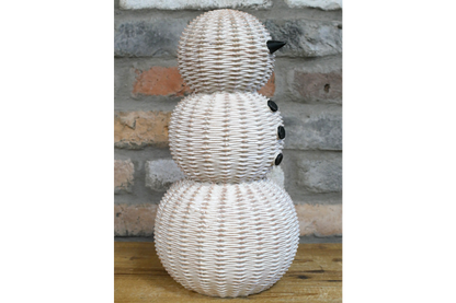White rattan snowman large Christmas decoration