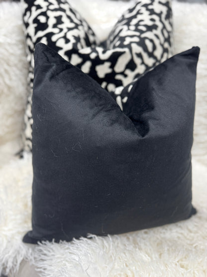 Black and white abstract velvet 45 x 45cm cushion feather filled (Copy)