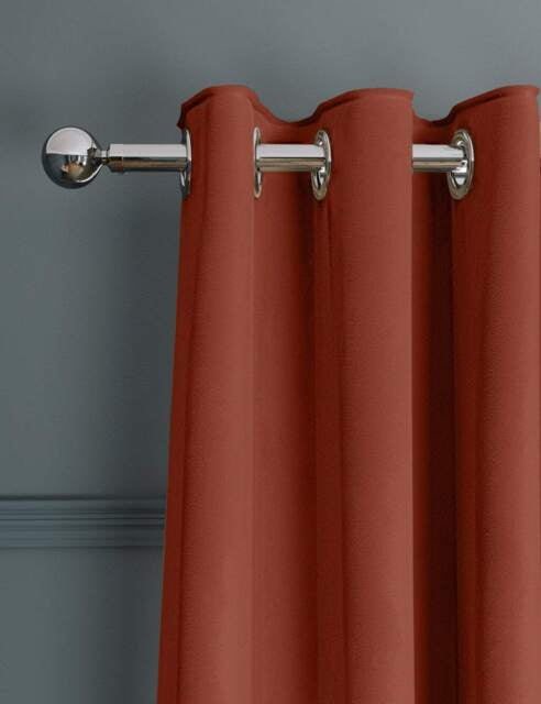 M & S Rust Velvet Ultra Thermal Eyelet Curtains 66 x 90 inch
