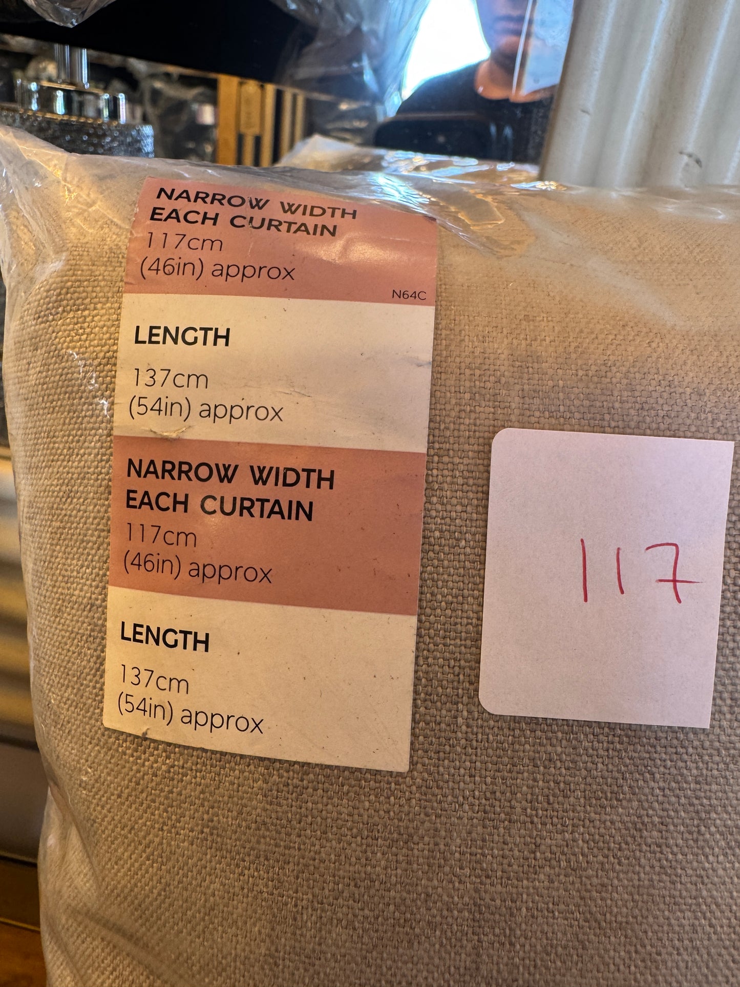 Marks and Spencer  neutral beige  Smart Temperature Blackout Brushed Pencil Pleat curtains 46 x 54 inch