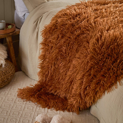 Rowan Faux Fur Throw Ginger: Ginger / 130 x 175cm