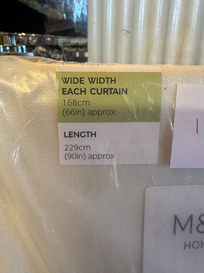 M & S Cream Smart Temperature Blackout Brushed Pencil Pleat Curtains 66 x 90  inch