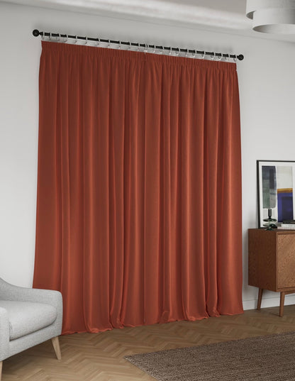 M & S Terracotta Thermal Velvet Pencil Pleat 86 x 72 inch