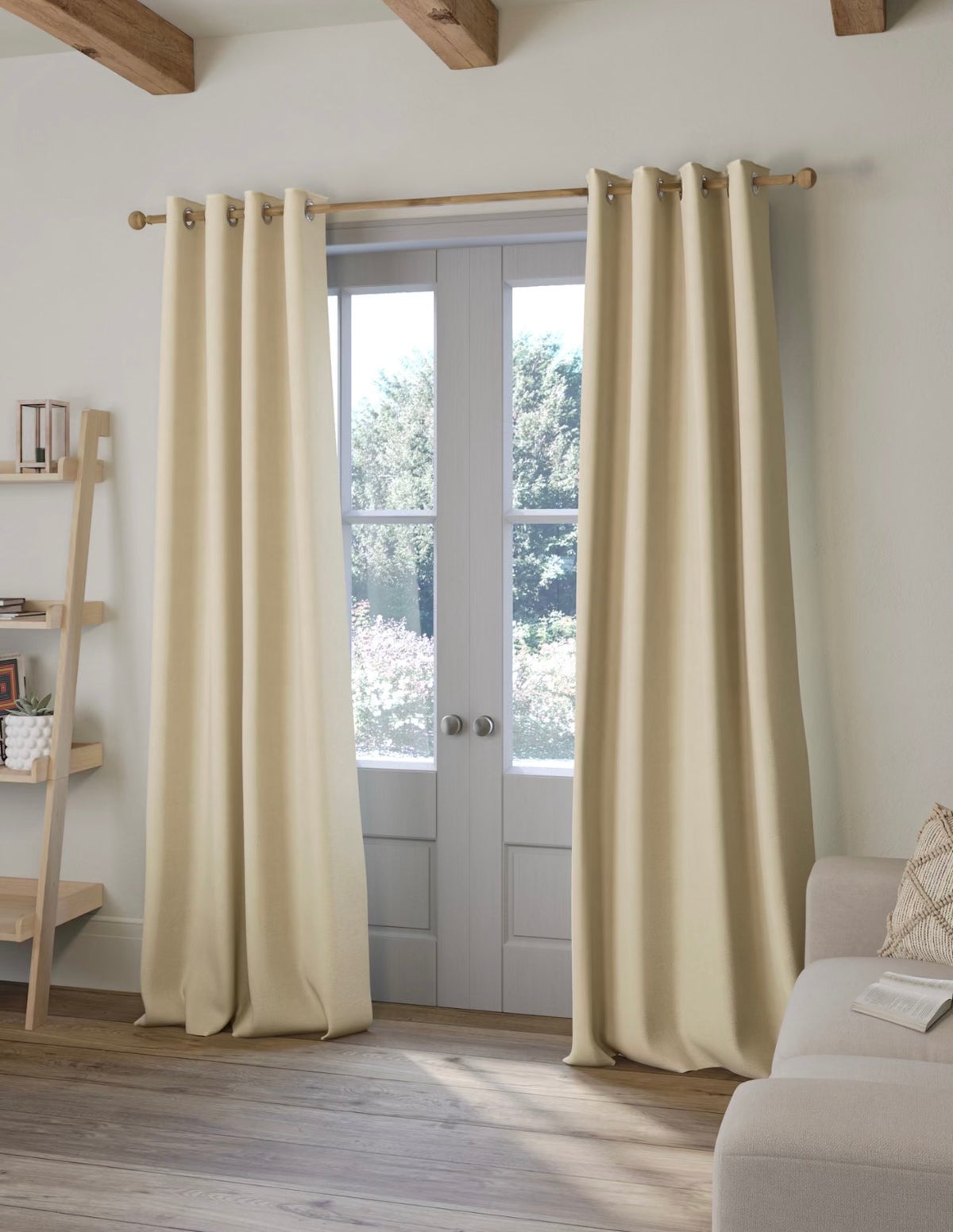 Marks and Spencer cream Blackout Brushed Eyelet curtains  86 x 54 inch