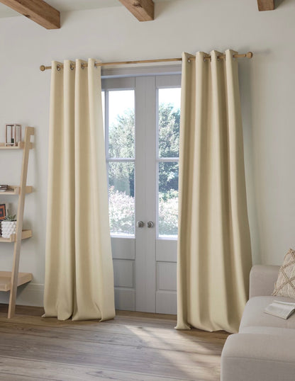 Marks and Spencer cream Blackout Brushed Eyelet curtains  86 x 54 inch