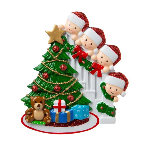 Peeking tree family Christmas Decoration personalised various family sizes