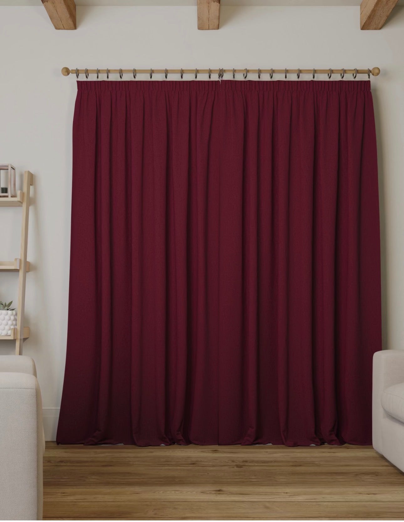 M & S Dark Red Smart Temperature Blackout Brushed Pencil Pleat curtains 66 x 72 inch