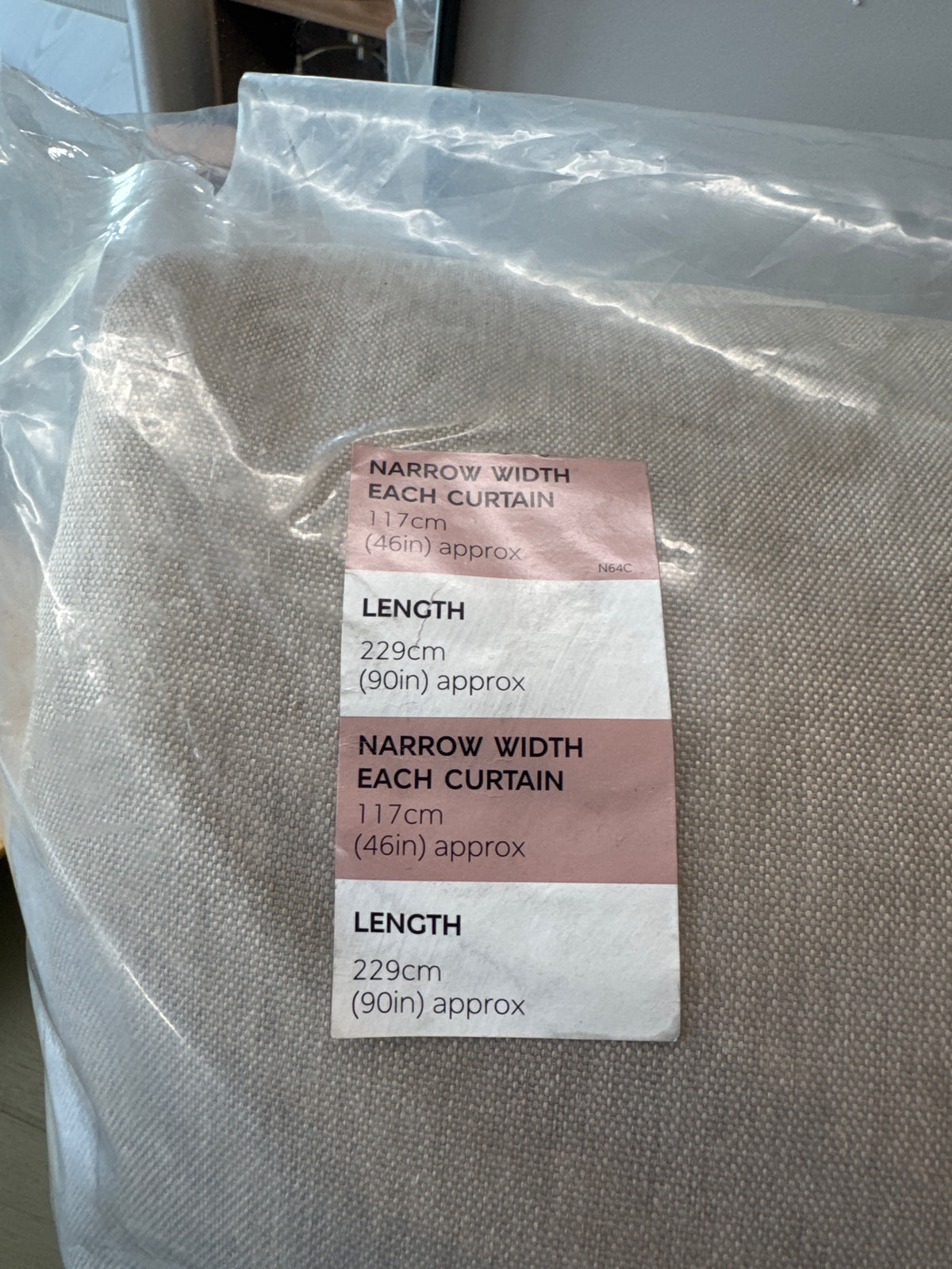 Marks and Spencer  neutral beige ultra  Smart Temperature Blackout Brushed Pencil Pleat curtains 46 x 90 inch