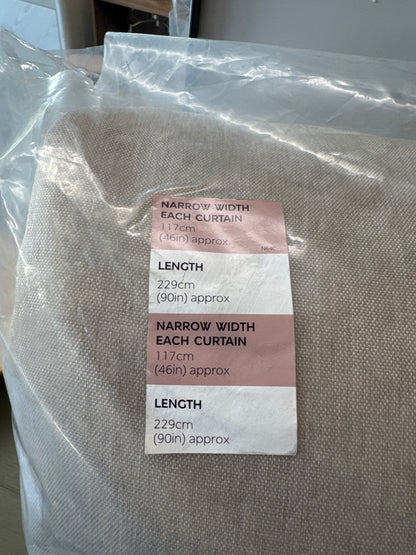Marks and Spencer  neutral beige ultra  Smart Temperature Blackout Brushed Pencil Pleat curtains 46 x 90 inch