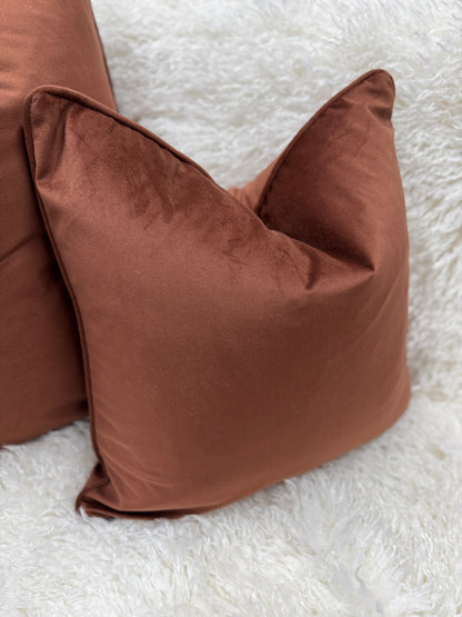 Copper velvet cushion piped edge feather filled 45 x 45cm (Copy)