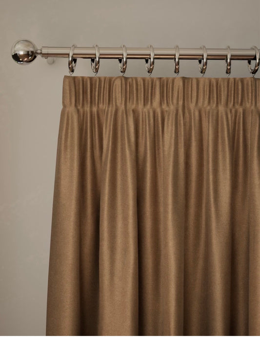 M & S Bronze Thermal Velvet Pencil Pleat Curtains 86 x 54 inch