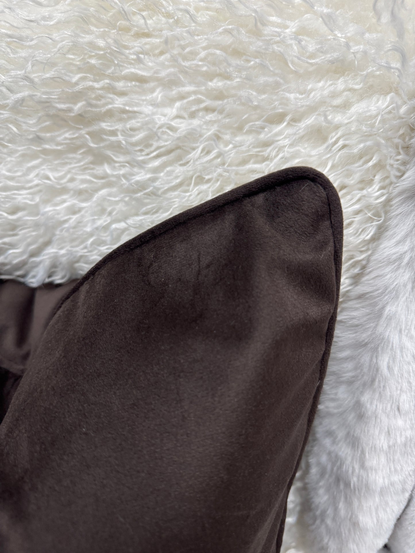 Chocolate brown velvet cushion 45 cm x 45 cm piped edge feather filled stunning luxury