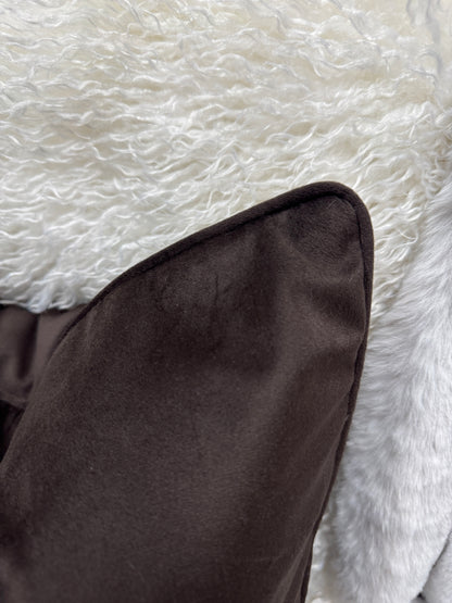 Chocolate brown velvet cushion 45 cm x 45 cm piped edge feather filled stunning luxury