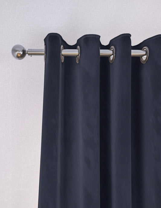 M & S Navy Blue Velvet Thermal Eyelet Curtains 66x 72 inch