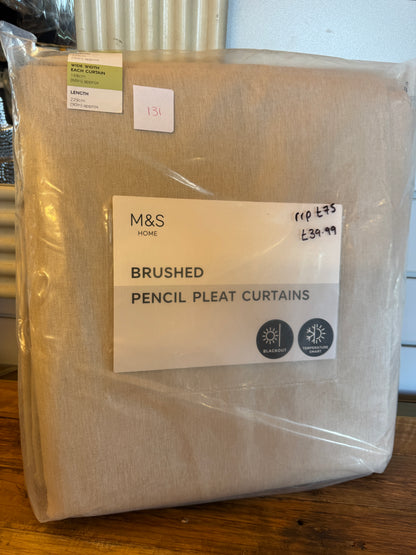 Marks and Spencer Champagne Smart Temperature Blackout Brushed Pencil Pleat Curtains 66 x 90 inch