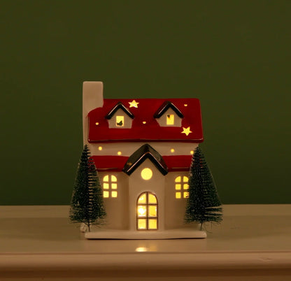 Ceramic The Nook Light Up Cottage with trees