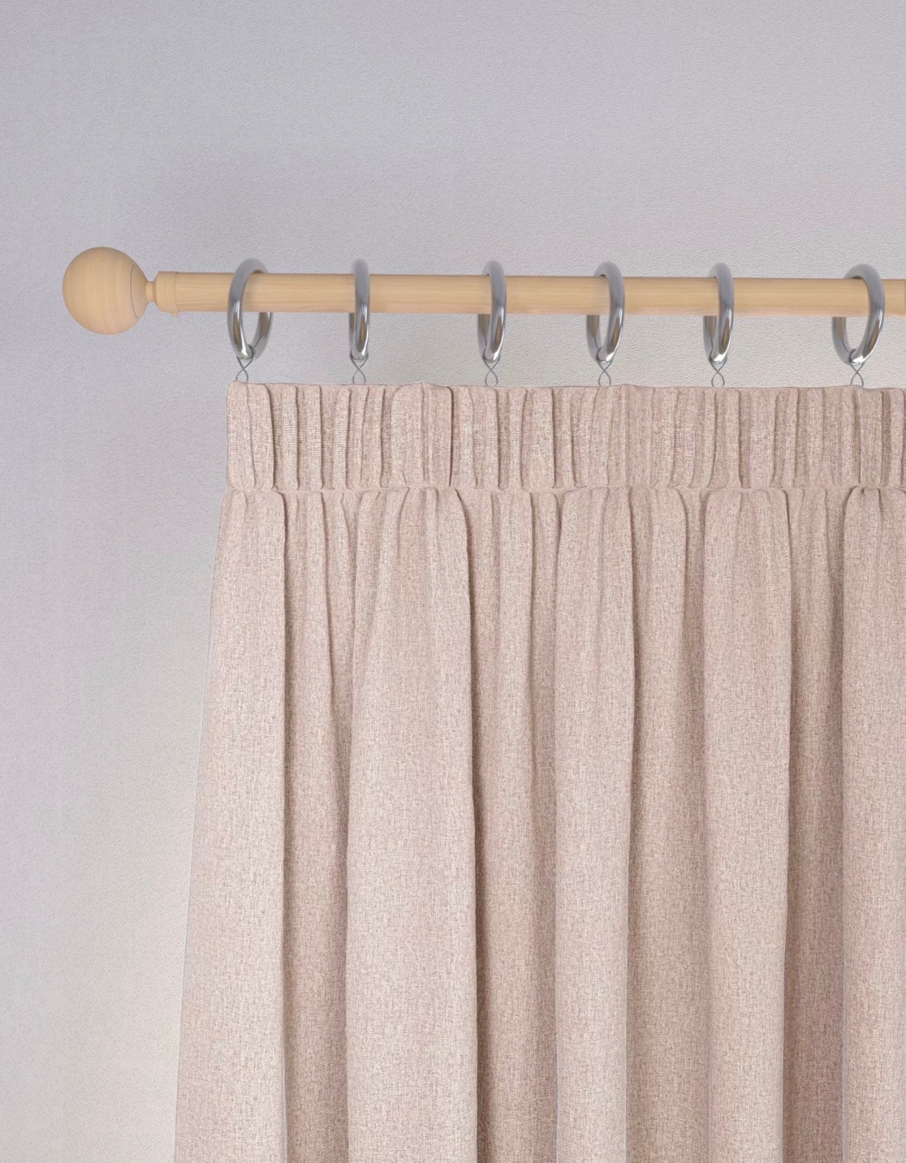 M & S Blush Pink Thermal Blackout Brushed Pencil Pleat Curtains 46 x 90 inch