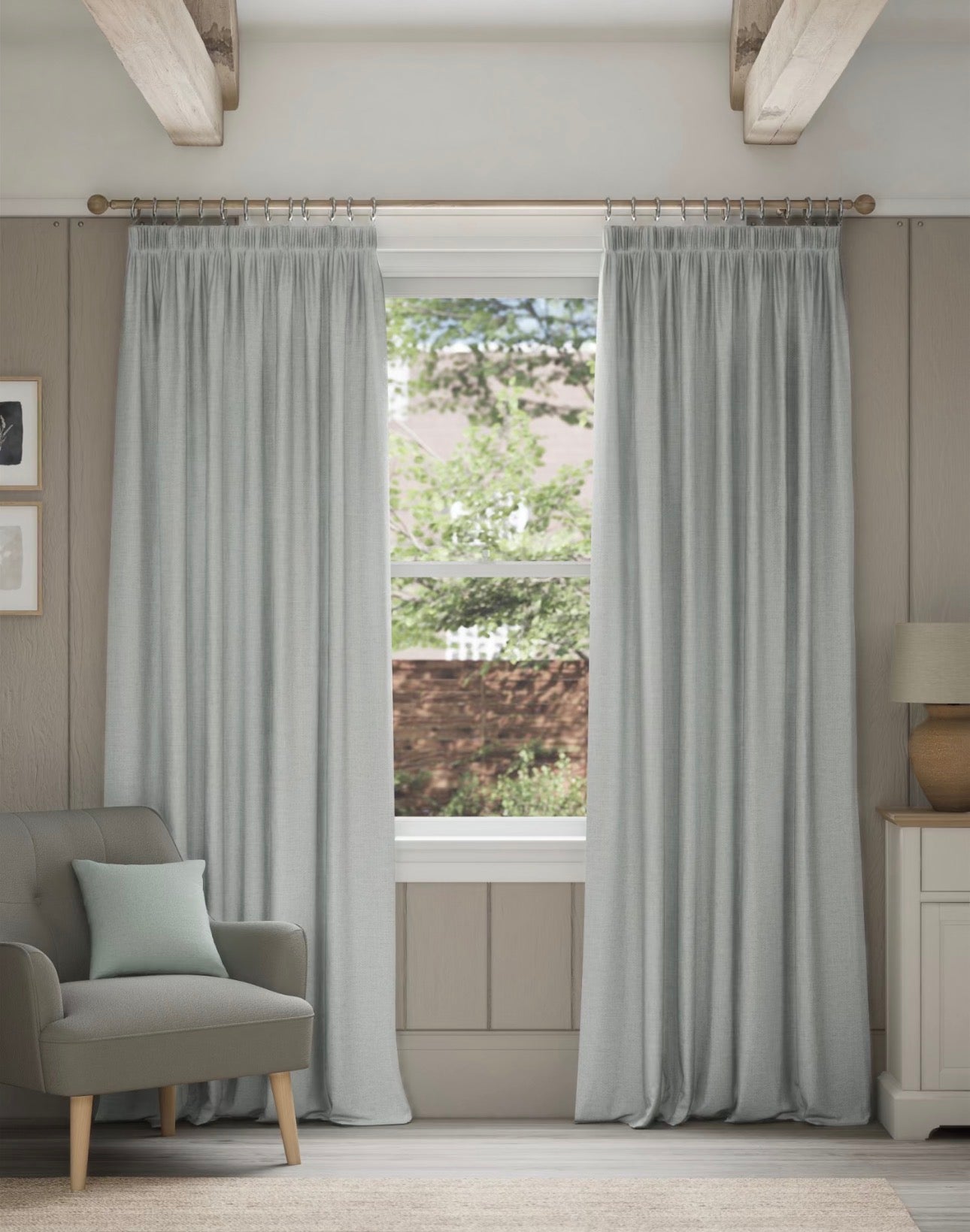 M & S Grey Smart Temperature Blackout Brushed Pencil Pleat curtains 86 x 90  inch