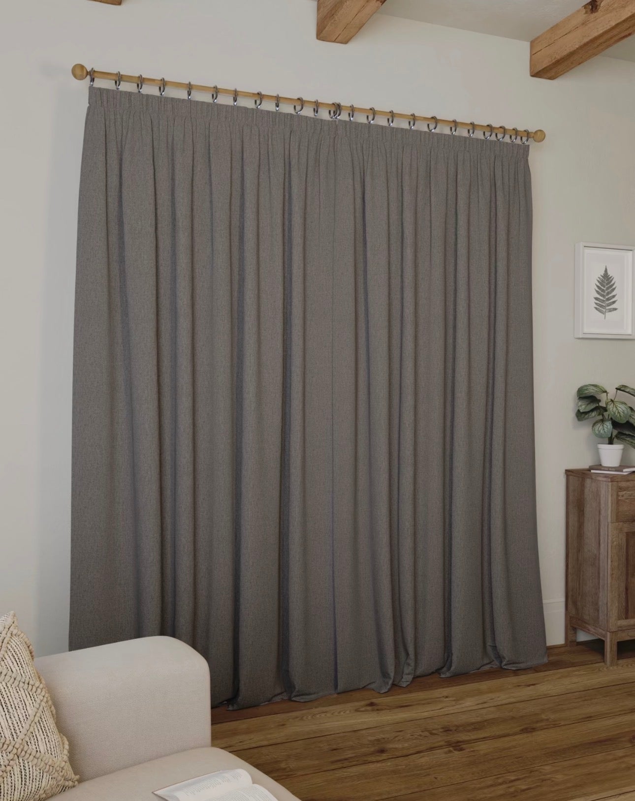 Marks and Spencer Charcoal Grey Smart Temperature Blackout Brushed Pencil Pleat curtains  66 x 54 inch